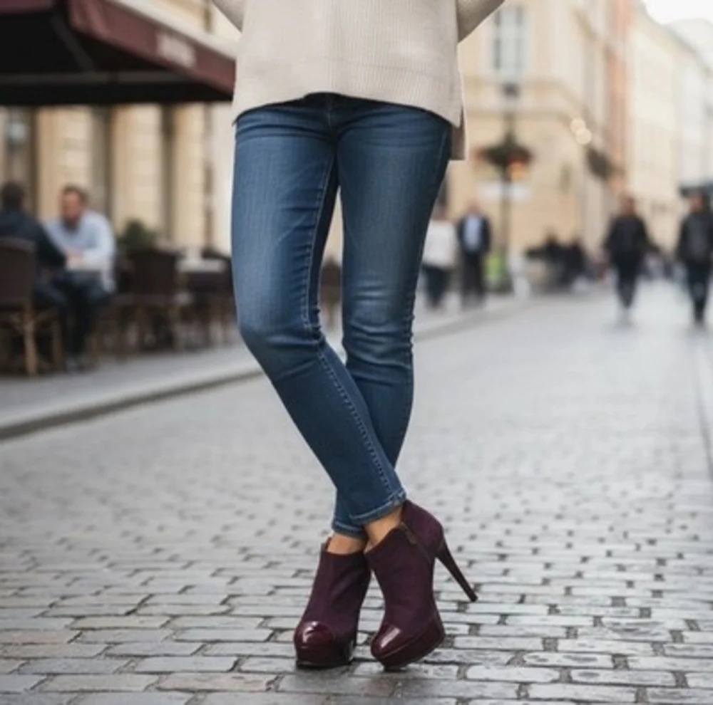 PRIMADONNA Burgundy Faux Suede Leather High Heel Ankle Booties Women’s Size 36